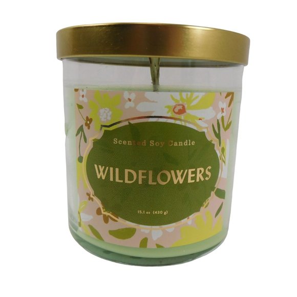 Opalhouse 15.1oz Lidded Glass Jar 2-Wick Candle Wildflowers Soy Wax Blend - Picture 3 of 10